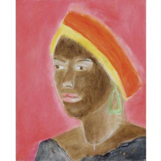 Craigie Aitchison, R.A. - Portrait Of Naaotwa With Coloured Headdress