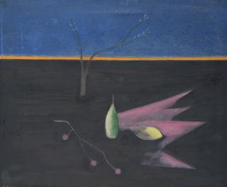 Craigie Aitchison, R.A. - Still Life With A Landsacpe