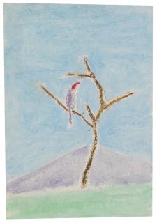 Craigie Aitchison, R.A. - Tree And Bird With Mountain