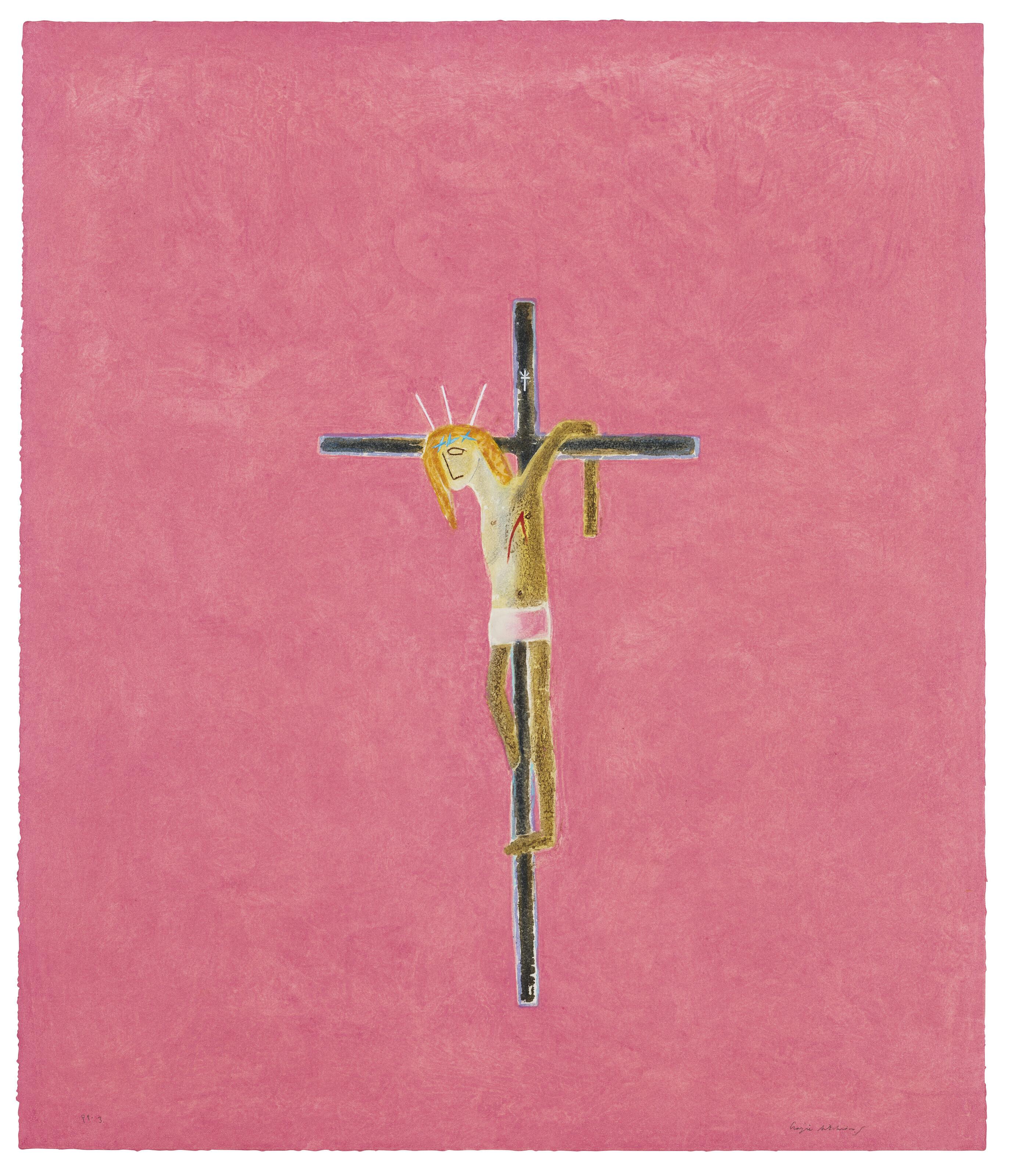 Craigie Aitchison - Pink Crucifixion