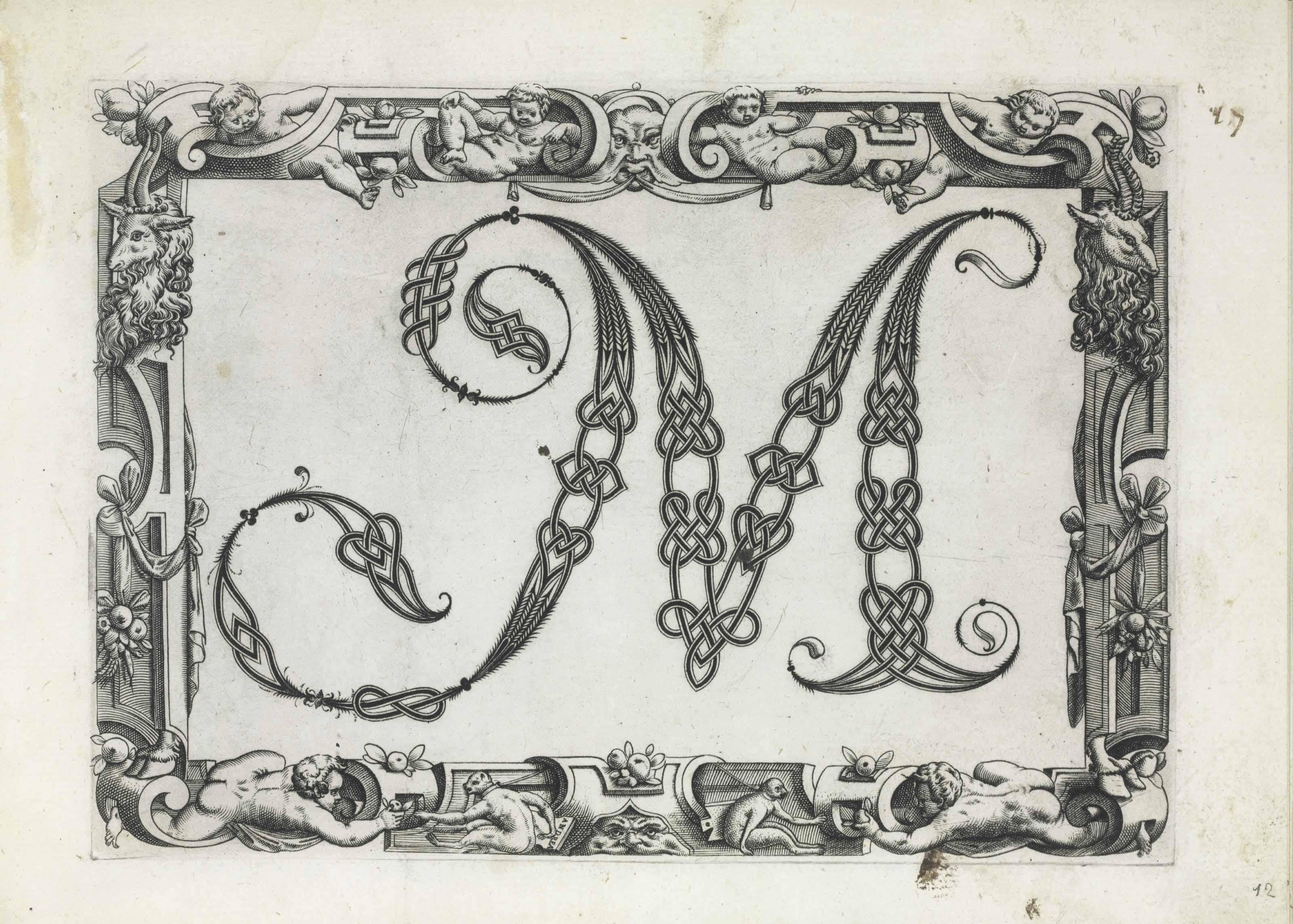 Cresci, Giovanni Francesco - Alphabet, Series Of Engraved Interlace Letters, Within Ornamental Borders. [Rome?: F. Aureri For The Author, Ca 1570].
