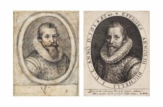 Crispijn de Passe I - Portrait Of Aernout Van Buchel (1565-1641), Aged 49, Bust-Length, Wearing A Pinked Doublet And A Ruff