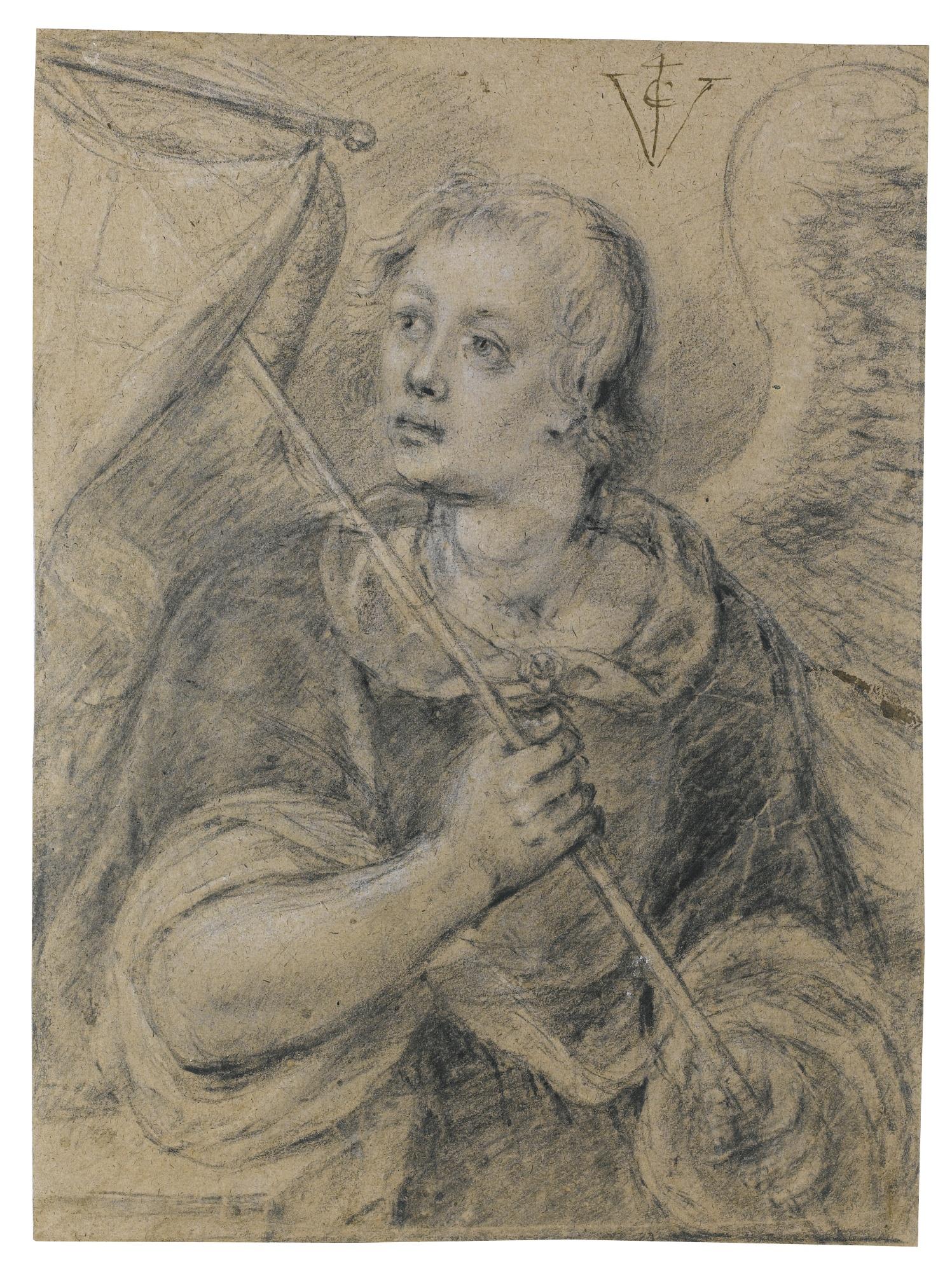 Crispijn Van De Passe I - An Angel Carrying A Banner, Half-Length