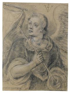 Crispijn Van De Passe I - An Angel Carrying A Banner, Half-Length