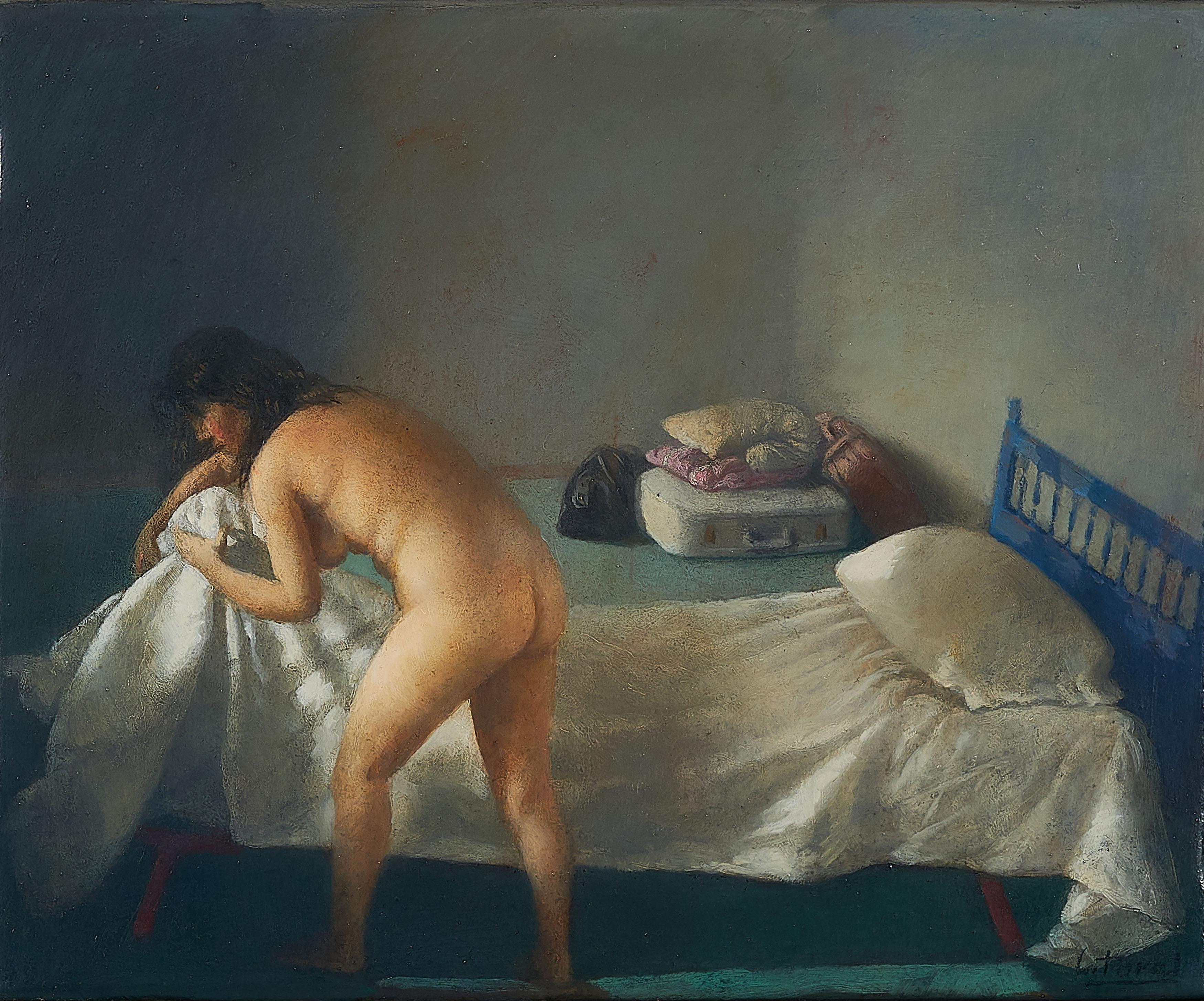 Cristóbal Toral - Mujer haciendo la cama.