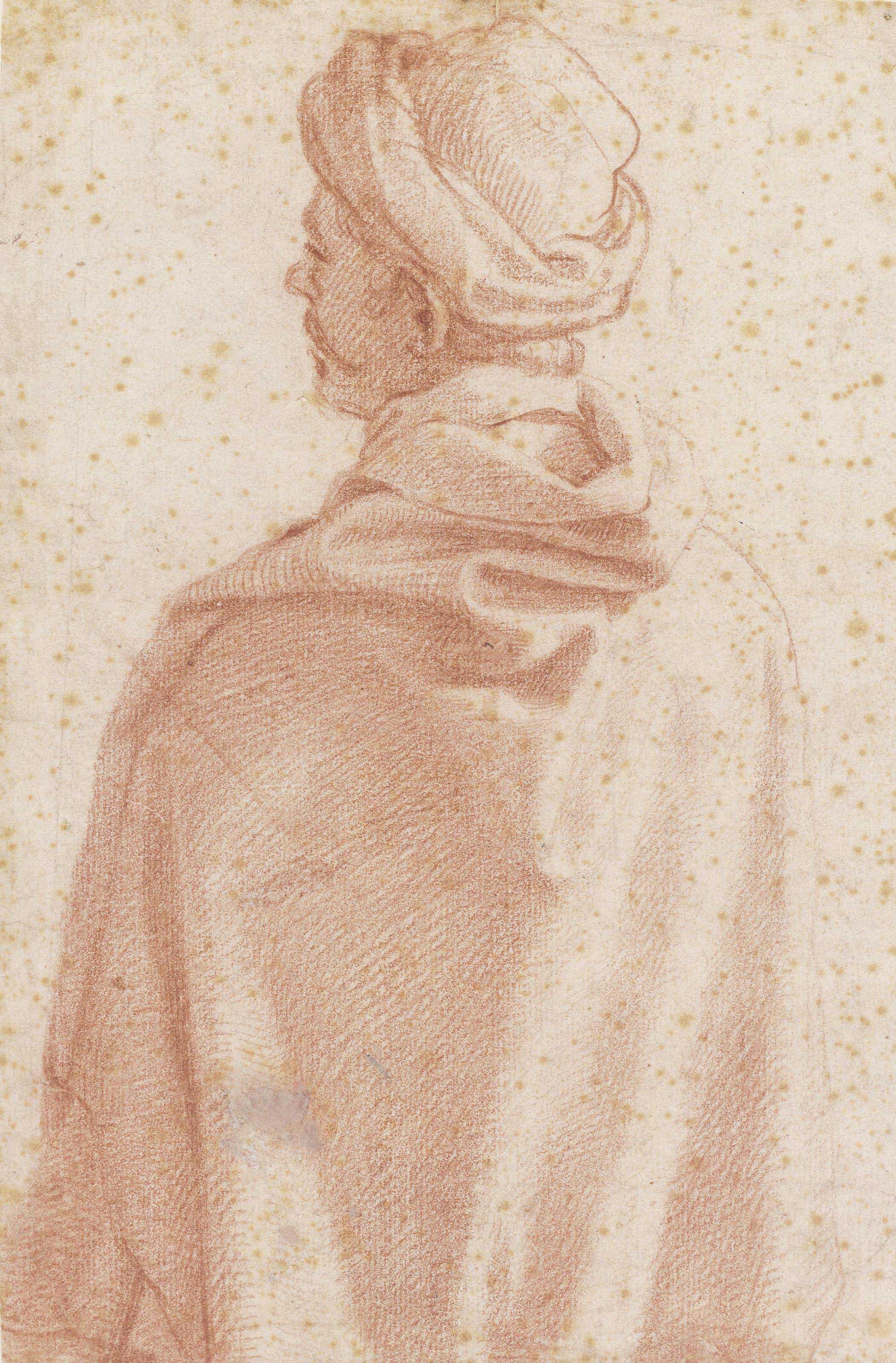 Cristofano Allori - A man wearing a hat and a hooded cloak, seen from behind