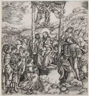 Cristofano Robetta - Adoration of the Magi (After Fillipino Lippi) (Bartsch 6; Hind 10; Bellini 11)