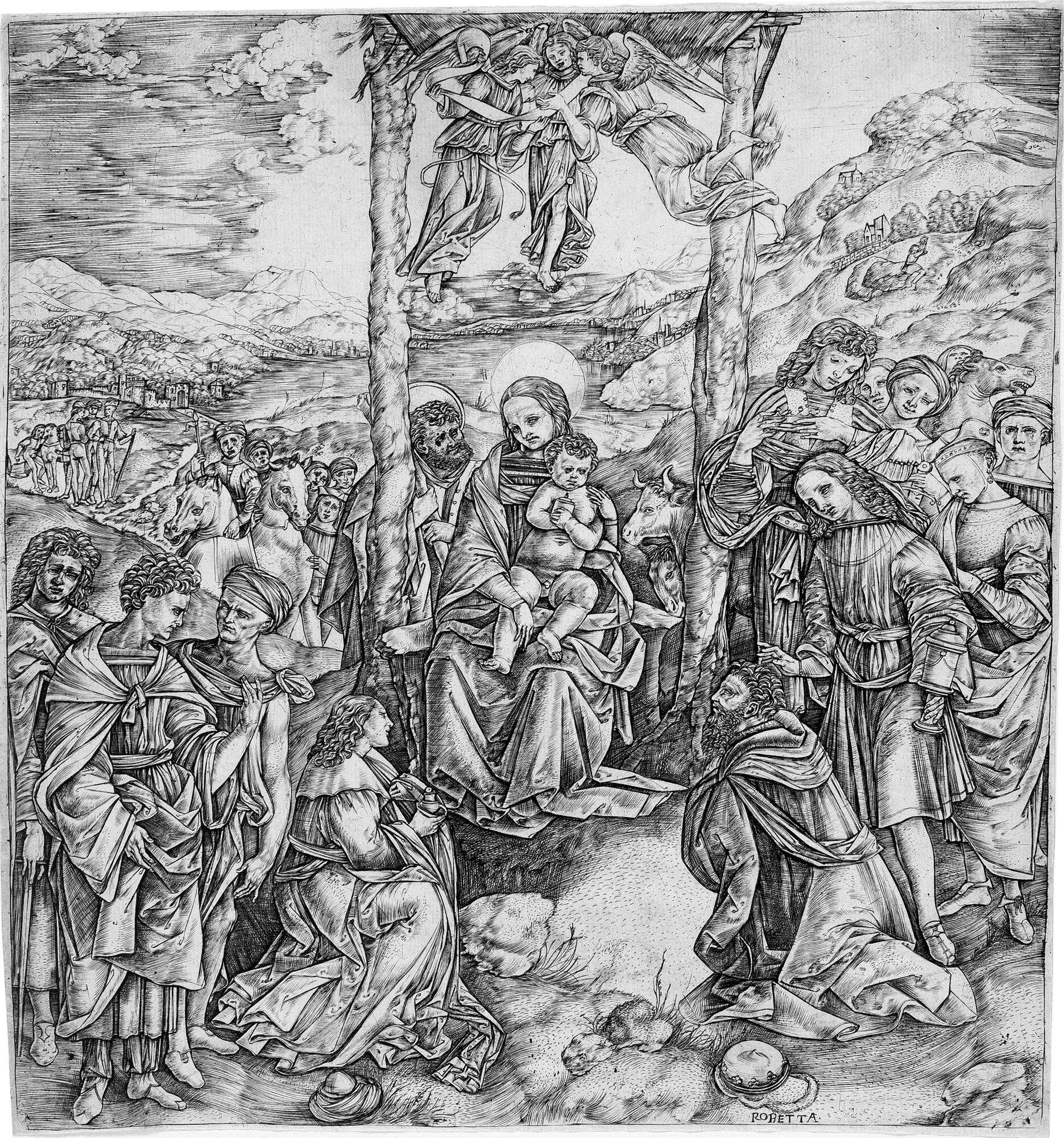 Cristofano Robetta - Die Anbetung der Könige.