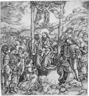 Cristofano Robetta - Die Anbetung der Könige.