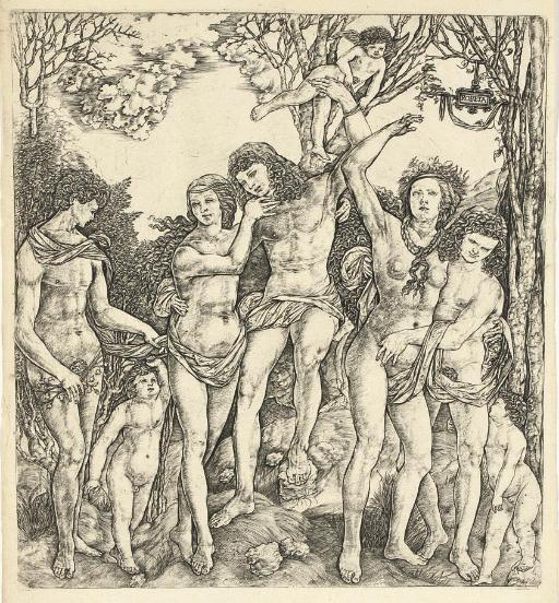 Cristofano Robetta - Man Tied To A Tree By Eros (Allegory of Love?) (B. 25)
