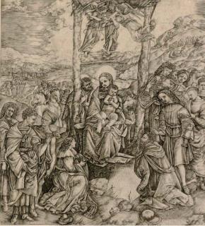 Cristofano Robetta - The Adoration of the Magi (Bartsch 6; Hind 10)