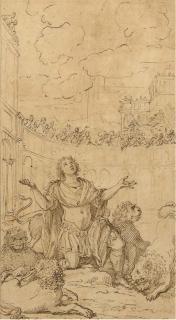 Cristoforo Unterperger - San Ponziano Dans la Fosse Aux Lions, Une Foule Regardant la Scène