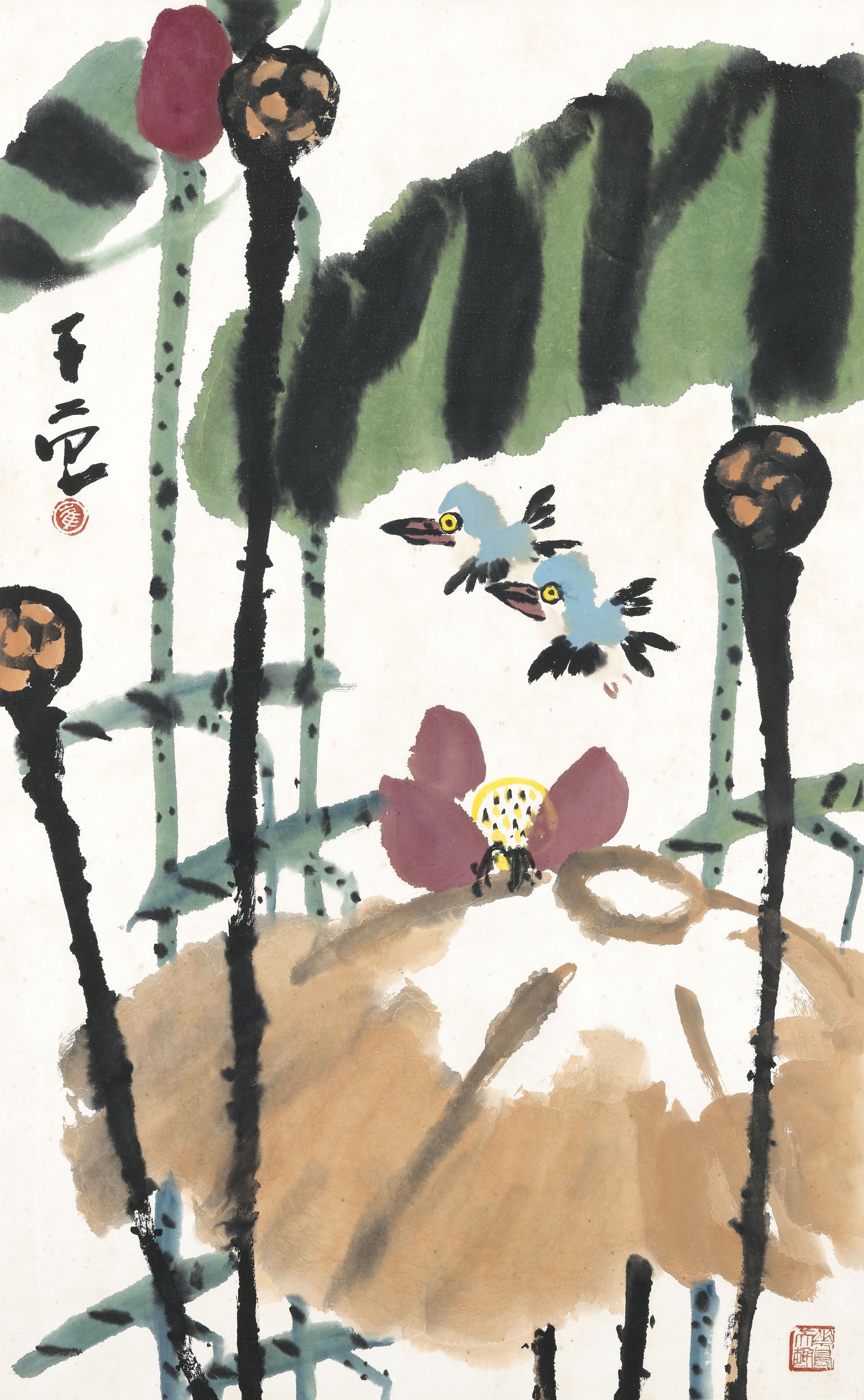 Cui Zifan - Lotus And Two Birds
