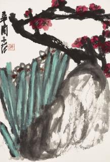 Cui Zifan - Plum Blossom, Narcissus and Rock