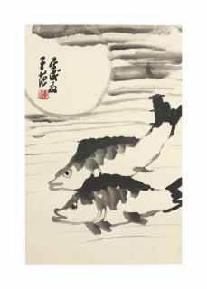 Cui Zifan - Two Carp In Moonlight