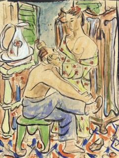 Cundo Bermúdez - Mujer peinando a su amante