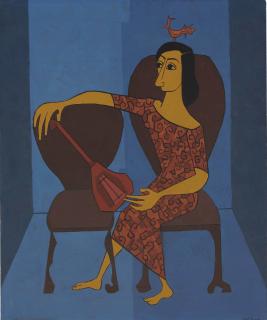 Cundo Bermúdez - Mujer sentada con guitarra