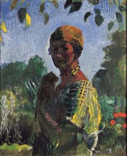 Cuno Amiet - Anna Amiet im Garten auf der Oschwand