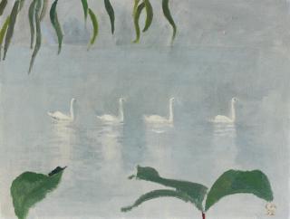 Cuno Amiet - Vier Schwäne Auf Dem See, 1932