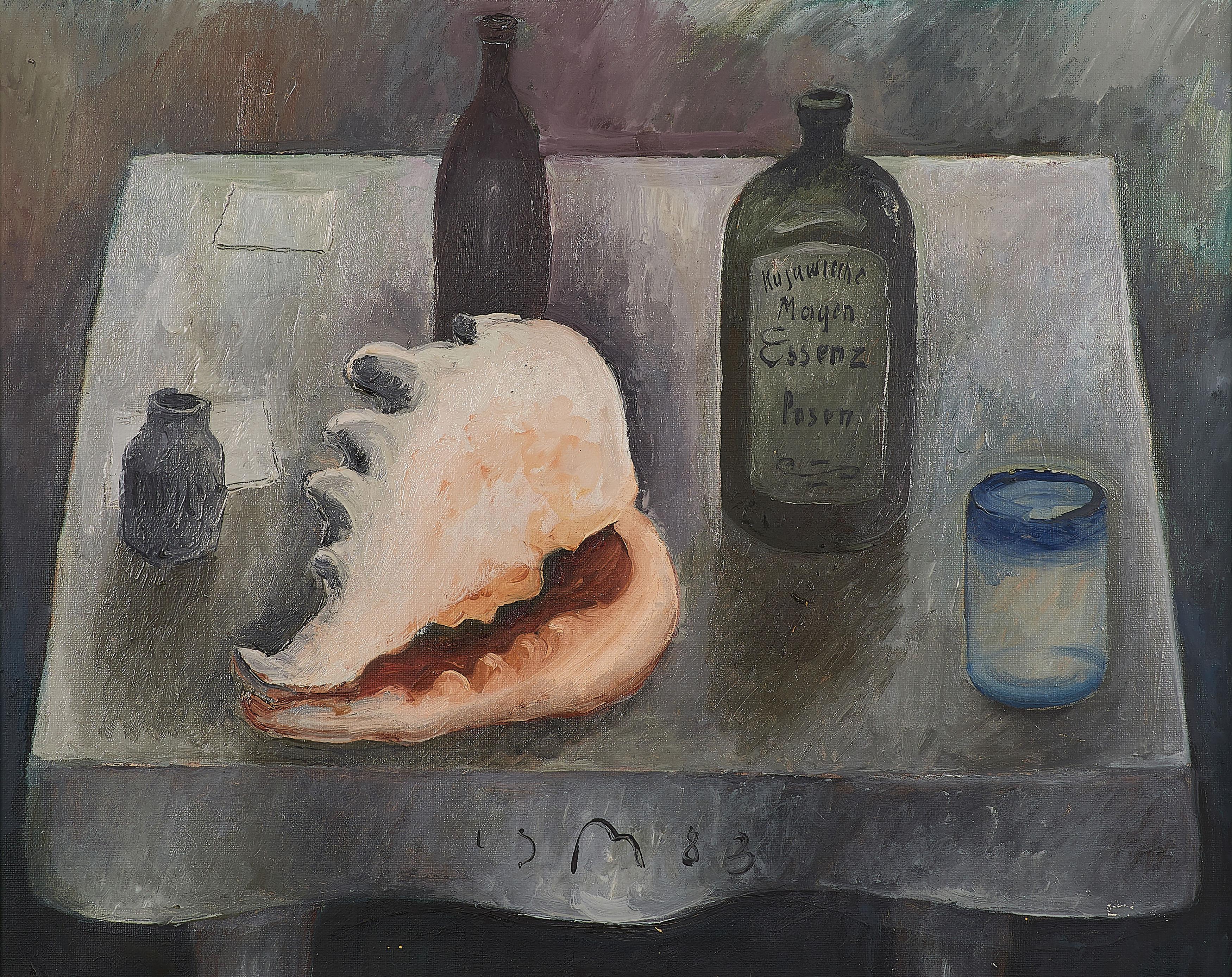 Curt Mühlenhaupt - Stillleben mit Magenessenz und Muschel.