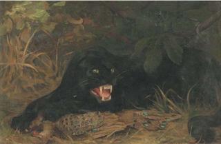 Cuthbert Edmund Swan - A panther guarding his kill