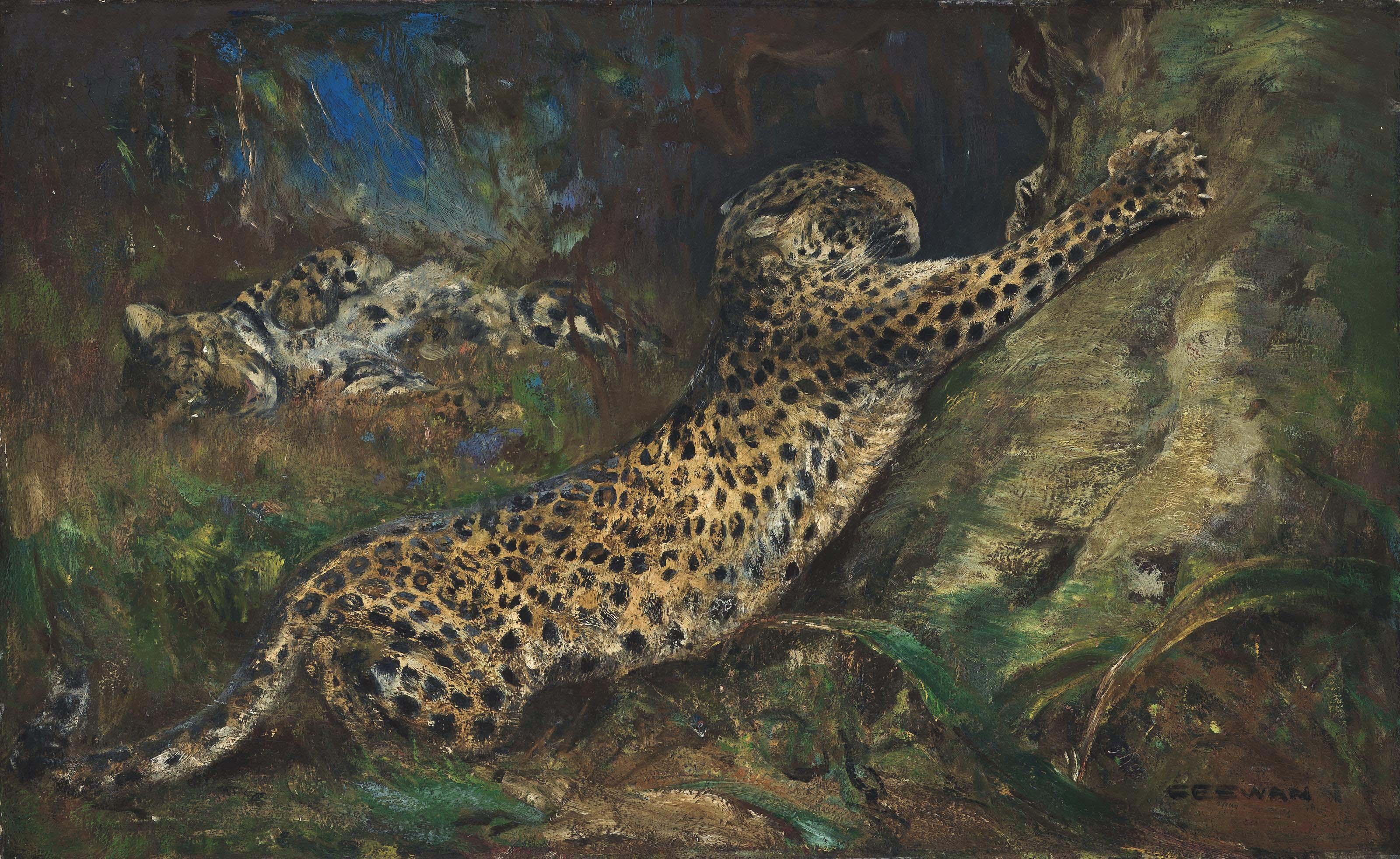 Cuthbert Edmund Swan - Contentment - leopards