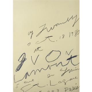 Cy Twombly - Cy Twombly Oct. 18, 1980 At Galerie Yvon Lambert: Study For An Exhibition Poster