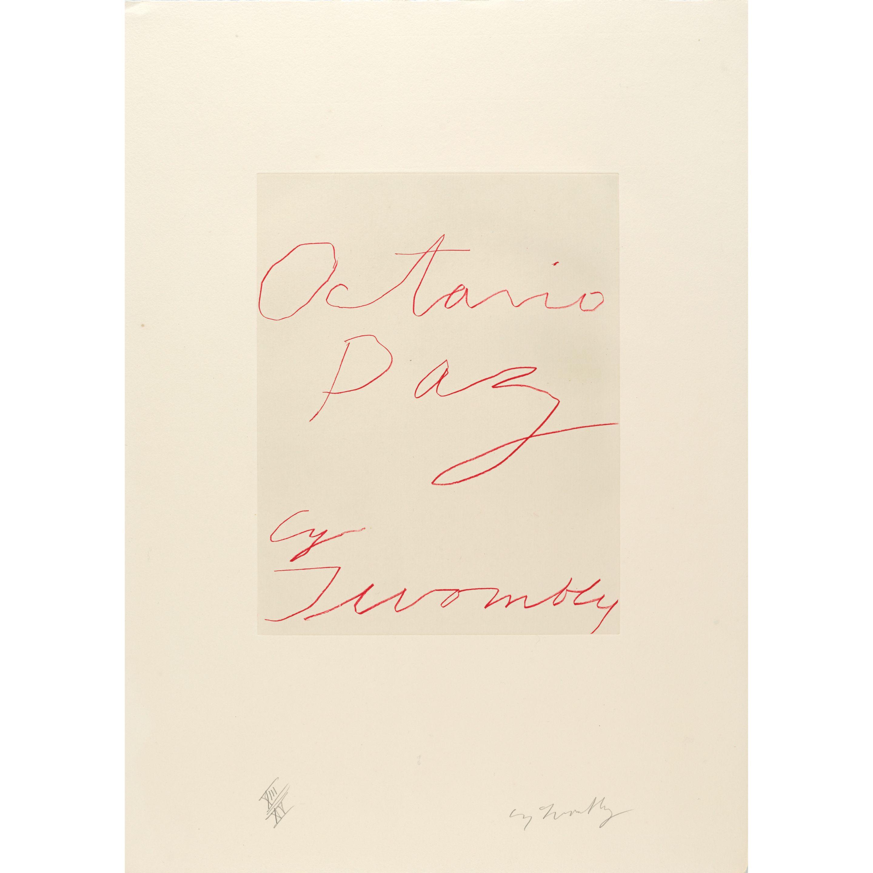Cy Twombly - Untitled, from Octavio Paz, Eight poems, Cy Twombly, Ten drawings Portfolio
