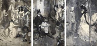 Cyrus Cincinatto Cuneo, R.O.I. - A collection of illustrations, including book illustrations for \'Princess Priscilla\'s Fortnight\' by Elizabeth von Arnim, \'Lady Molly of Scotland Yard\' by Baroness Orczy, \'The Raffles Relics\', by Mary Reed