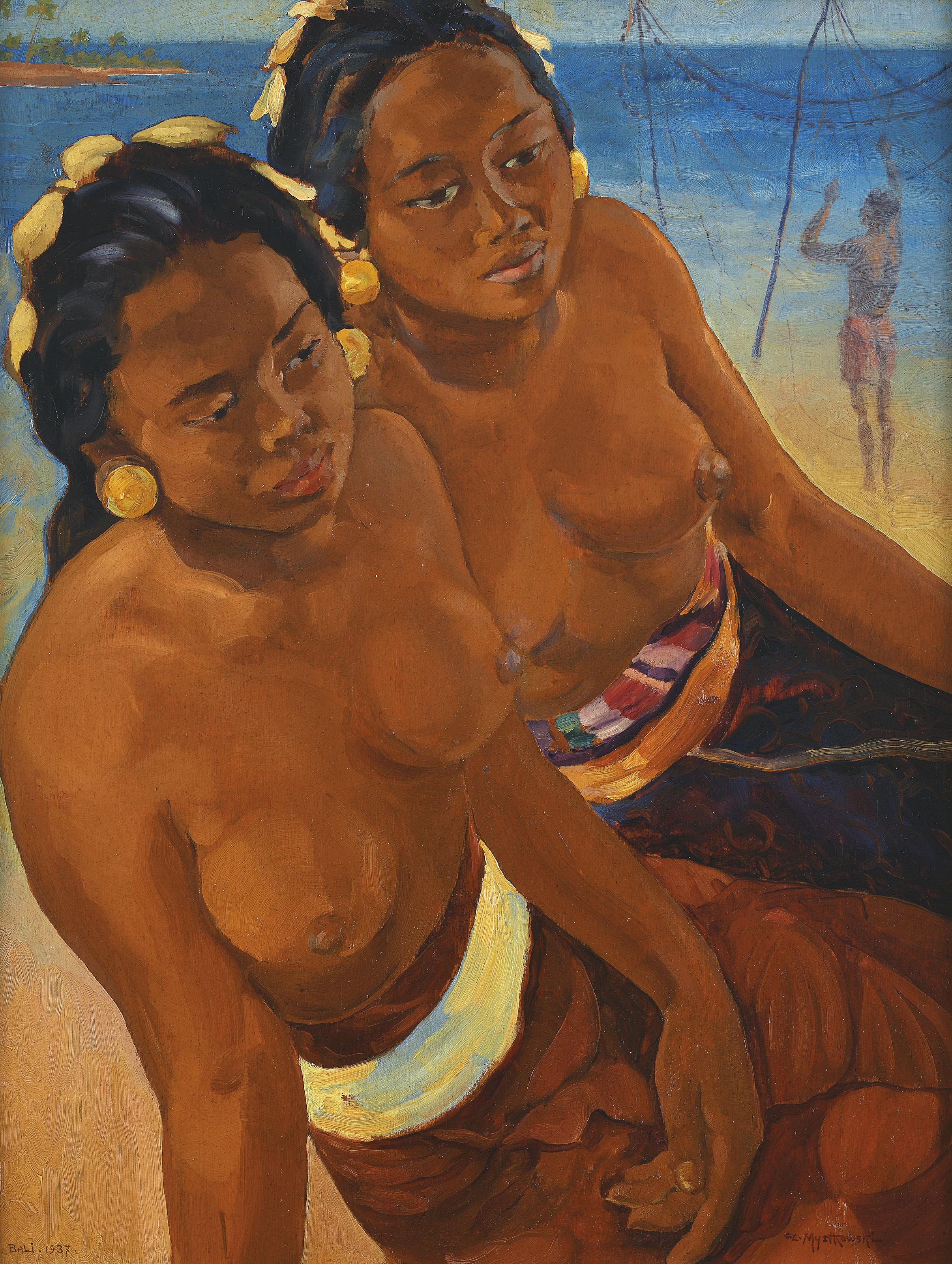 Czeslaw Mystkowski - Two Balinese Girls on the Beach