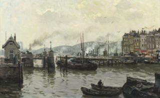 Daan Mühlhaus - Vier Leeuwenbrug, Rotterdam, with Oude Maasbrug in the background