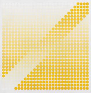 Dadamaino - Bianco + Giallosigned, Titled And Dated 71/73 On The Reverse, Oil On Board