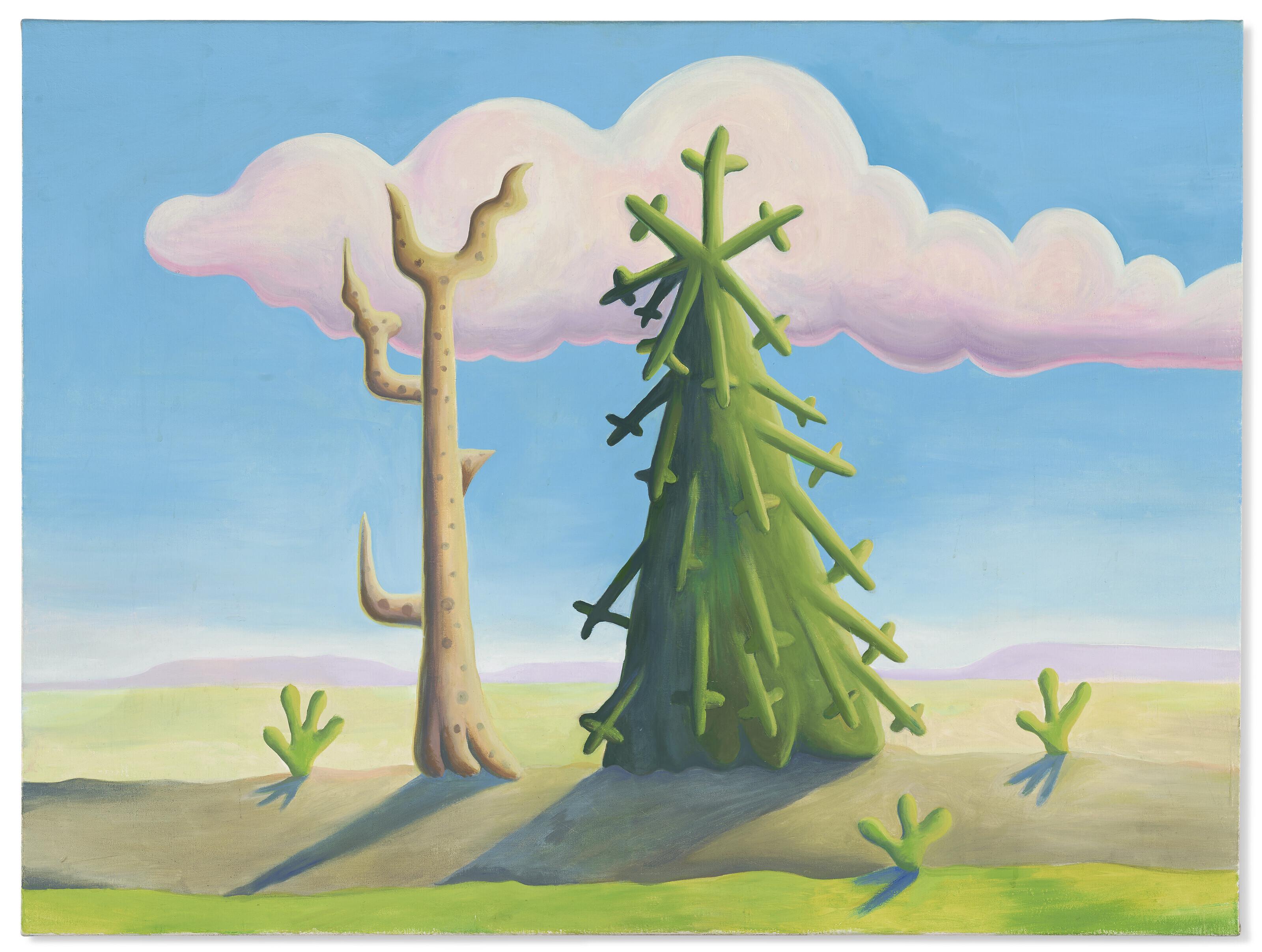 Daisy Dodd-Noble - Two Trees with Blue sky and large cloud