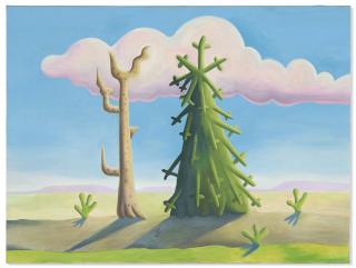 Daisy Dodd-Noble - Two Trees with Blue sky and large cloud