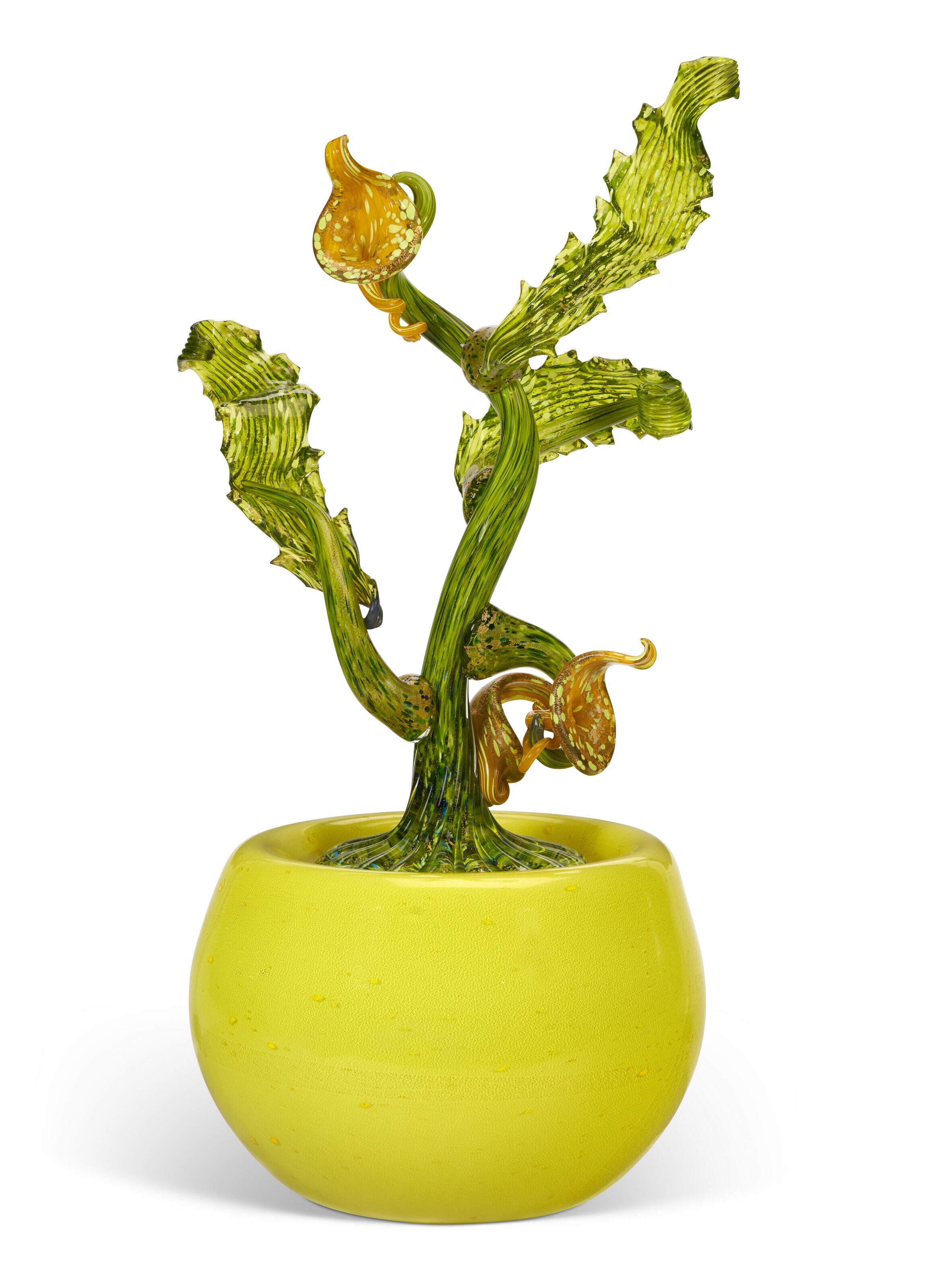 Dale Chihuly - Venetian Ikebana with Leaves and Gold Lillies