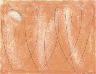 Dame Barbara Hepworth - Forms In Echelon On An Orange Ground, 1963