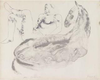 Dame Elisabeth Frink, R.A. - Seated Man And Horse
