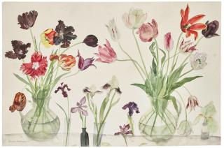 Dame Elizabeth Blackadder, D.B.E., R.A., R.S.A., R.S.W - Tulips And Irises