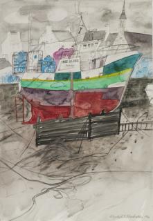 Dame Elizabeth Blackadder, D.B.E., R.A., R.S.A. - Fishing Boat, Loguivy De La Mer, Brittany