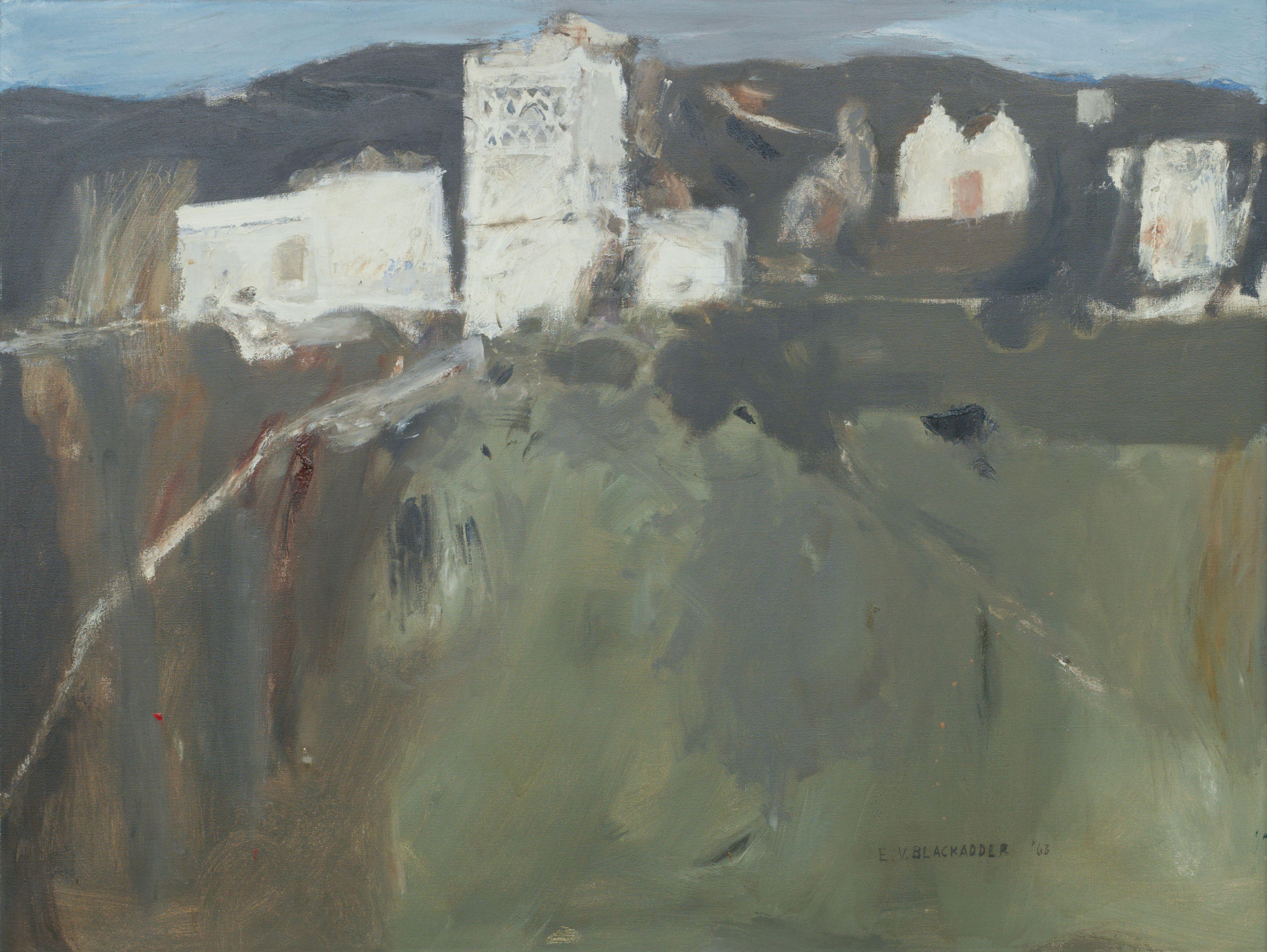 Dame Elizabeth Blackadder OBE RA RSA RSW RGI DLitt - Pigeon House and Village Mykonos