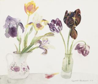 Dame Elizabeth Violet Blackadder, R.A., R.S.A. - Tulips and Irises