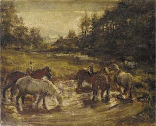 Dame Ethel Walker, A.R.A. - Horses at the Ford