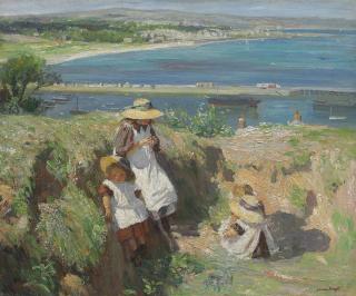 Dame Laura Knight, R.A., R.W.S. - In The Sun, Newlyn