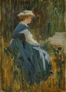 Dame Laura Knight, R.A., R.W.S. - Lady in a blue dress