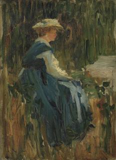 Dame Laura Knight, R.A., R.W.S. - Lady in a blue dress