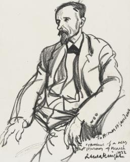Dame Laura Knight, R.A., R.W.S. - Portrait of Lucien Simon (1861-1945), three-quarter-length