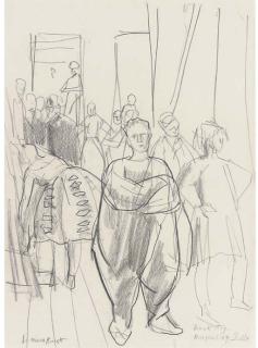 Dame Laura Knight, R.A. - Backstage At The Diaghilev Ballet, At A Performance of Petrushka