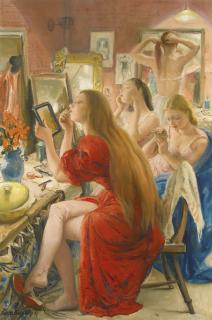 Dame Laura Knight, R.A. - Ballerinas, At The Make-Up Table