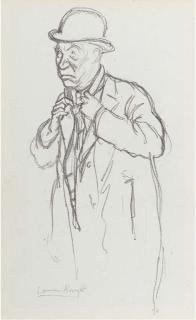 Dame Laura Knight, R.A. - Clown dressing (recto); and A lady putting on her gloves (verso)