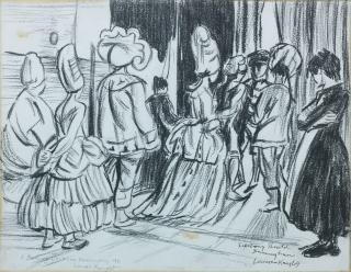 Dame Laura Knight RA RWS - A Barry Jackson Xmas play, 1921 unframed, but mounted